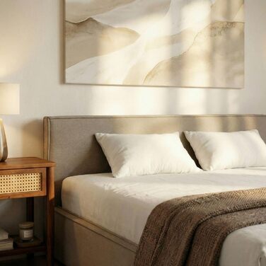 Ліжко IDIMEX Pesaro з м&39якою оббивкою 140x200 см, сірий колір каркас ліжка з рейковою основою, міцний чохол з тканини під лляну тканину, сучасне двоспальне ліжко з узголів&39ям для спальні