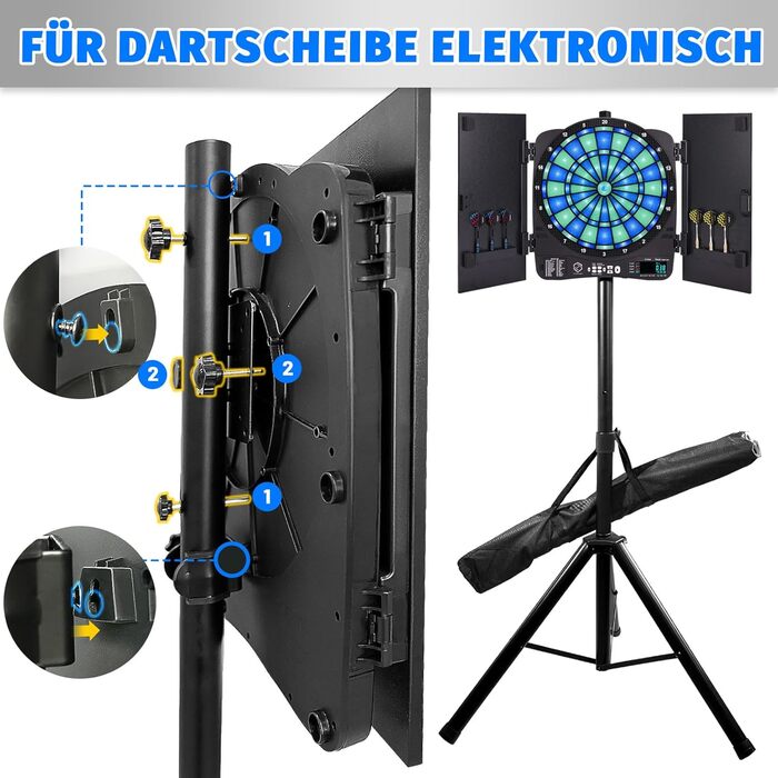 Стійка для дротиків Turnart для мішені для дартсу, стійка для дротиків, аксесуари для електронних мішень для дартсу, посилена стійка для дротиків 106-200 см, стійка для мішені для дартсу 3,7 кг