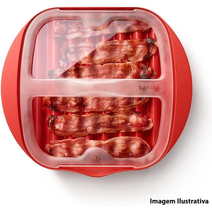 Плита для бекону в мікрохвильовій печі Lku, червона, 28,2 x 6 x 24,9 см