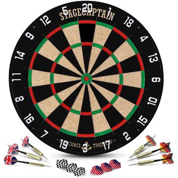 Мішень для дротиків Stagecaptain DBS-1715C Bullseye Champion з дротиками - Професійна сталева мішень для дротиків з сизалю - Мішень для дротиків з надтонкими дротами - Мішень для дротиків з 6 дротиками та 4 наборами дергань