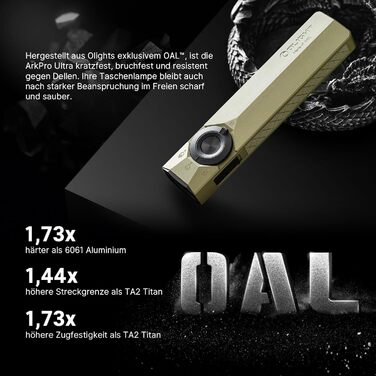 Ультрасвітлодіодний ліхтарик OLIGHT ArkPro з ультрафіолетовим та зеленим світлом, 1700 люмен, міцний плоский ліхтарик з чистим білим світлом, магнітне або USB-C підключення для використання на вулиці, водонепроникний IPX7, зелений колір