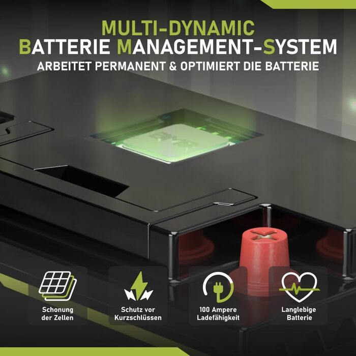 Довговічна літієва батарея LiFePO4 100Ah Bluetooth BMS 12V DIN L3 H6 із сонячною панеллю, підходить для автофургонів, човнів та інших застосувань.