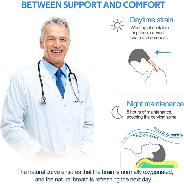 Подушка для здоров&39я Findigit, подушка для голови з піни з ефектом пам&39яті, ортопедична подушка для підтримки шиї для сну на боці та спині, ергономічна подушка для шиї та шийного відділу хребта (60 x 35 x 11/9 см) J60 60 x 35 x 11/9 см