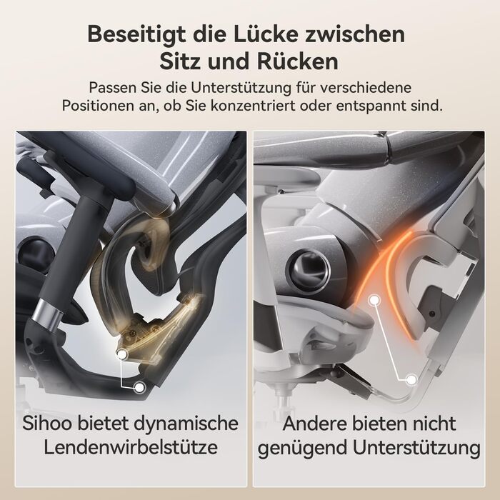Ергономічне офісне крісло SIHOO Doro C300 з надм&39якими 3D-підлокітниками, динамічною поперековою підтримкою для домашнього офісу, регульованою спинкою (чорне) чорна основа
