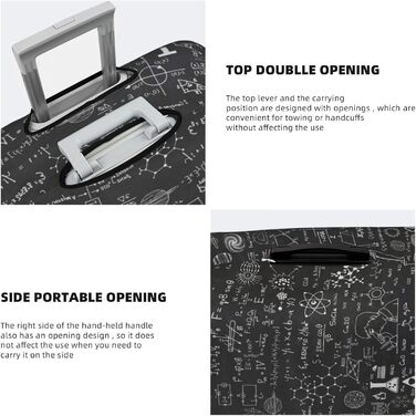 Чохол для валізи BAFAFA з науковим крейдяним принтом, еластичний захист від подряпин та пилу, чорний, розмір 80