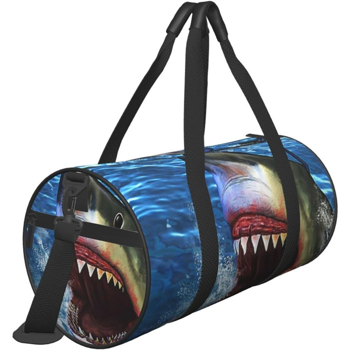 Спортивна сумка для подорожей, дизайн Акуляча голова, чорна, універсальний розмір