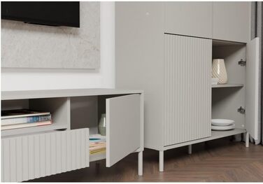 Сучасна шафа CDF KAMARO 4DK Колір Кашемір (бежевий) Шафа для документів та дрібних предметів Ідеально підходить для вітальні, спальні, дитячої кімнати та офісу Легке складання Кашемір (бежевий) 4DK