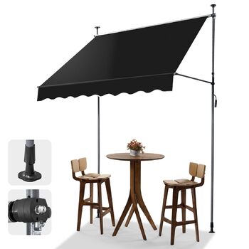 Тент LEADZM із затискачем, ширина 200 см, невеликий балконний тент без свердління, водонепроникний, сонцезахисний, стійкий до ультрафіолету, регульований по висоті за допомогою ручного приводу, для тераси, балкона, багатоквартирного будинку, саду, магазин