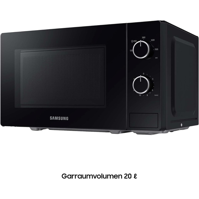 Мікрохвильова піч Samsung Solo, 700 Вт, епоксидна варильна камера об'ємом 20 л, 5 рівнів потужності, розморожування, чорний, MS20A3010AL/EG