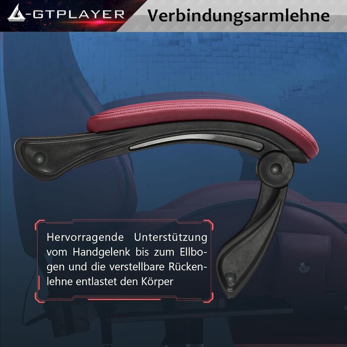 Ігрове крісло GTPLAYER, ергономічне ігрове крісло, крісло для столу, гоночне крісло для ПК з підставкою для ніг, динаміки, музика, офісне крісло, витримує до 150 кг