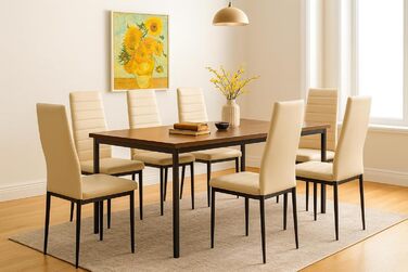 Обідній стілець, стілець для вітальні, офісний стілець, металеві ніжки (бежевий, комплект з 4 шт.) комплект з 4 предметів бежевий