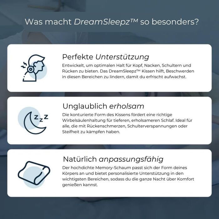 Подушка для шиї DreamSleepz - Ергономічна подушка для зняття болю в шиї та плечах, з піною з ефектом пам&39яті (чорна)