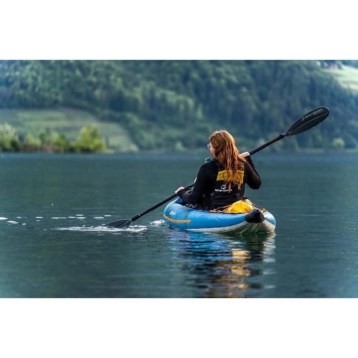 Каяк Spinera Tenaya 1/2/3 особи Міцний матеріал SpinTex Підлога Drop Stitch Сидіння з технологією повітряної подушки Стабільний та легкий Ідеальний універсальний та туристичний каяк Рюкзак преміум-класу аксесуари Tenaya 120, 345 x 87 см