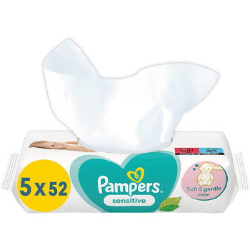 Дитячі вологі серветки Pampers Sensitive Baby, 1200 серветок (15 x 80) для чутливої дитячої шкіри, дерматологічно протестовані, початковий набір для новонароджених, 80 шт. (15 упаковок) (260 шт. (1 упаковка))