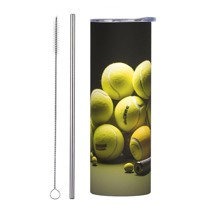 Кухоль з прямою трубочкою, 590 мл, тенісна таблиця, дорожній кухоль з принтом, підходить для кемпінгу, офісу та дому