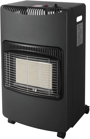 Складаний газовий обігрівач White by Brigros DA-201, інфрачервоний, п&39єзорозпал, підходить для зрідженого газу/бутану/пропану, відділення для газового балона до 15 кг, система ODS, 4200 Вт, чорний