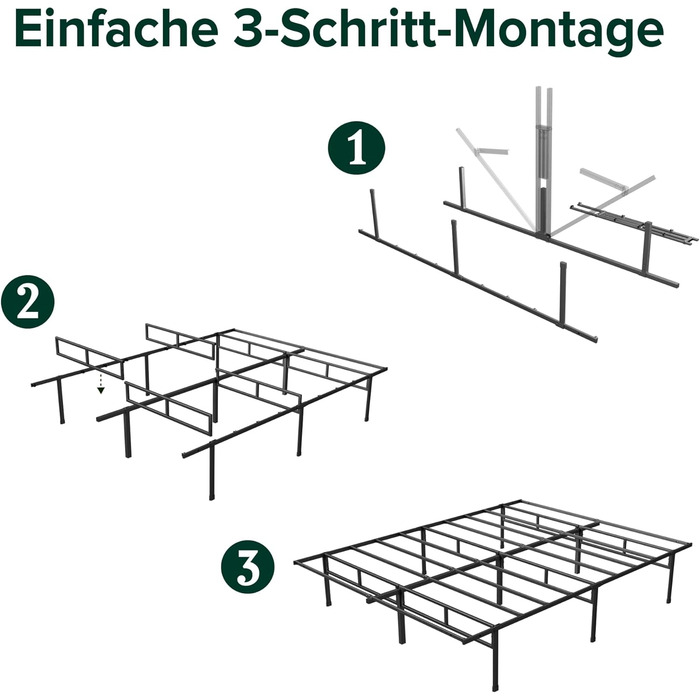 Ліжко Zinus Justin 90x200 см - Висота 36 см з місцем для зберігання під ліжком - Металевий каркас ліжка-платформа - Чорний 90x200 см Сучасний чорний