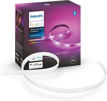 Стартовий набір Philips Hue White E27 із 2 частин, включаючи розумну кнопку та міст відтінку, 2x1055 лм і білий і полковник Lightstrip Plus 2 м база, 1600 лм, 16 мільйонів кольорів у комплекті зі світловою смугою