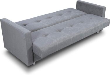 Розкладний диван Suedine Dave - Диван з функцією сну та ящиком для зберігання речей, ліжко, вибір кольорів, розкладний диван, диван від виробника, клік-клак (Сірий (Suedine 06))