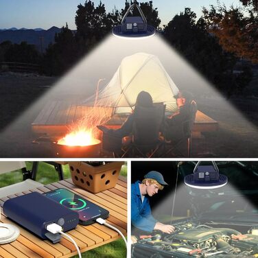 Ліхтар для кемпінгу ємністю 16500 мАг, акумуляторний та портативний, 2-в-1, світлодіодний кемпінговий ліхтар, що перезаряджається, з теплим та білим світлом, плавно регульованою яскравістю, кемпінговий ліхтар із гачком та карабіном для скелелазіння (синій