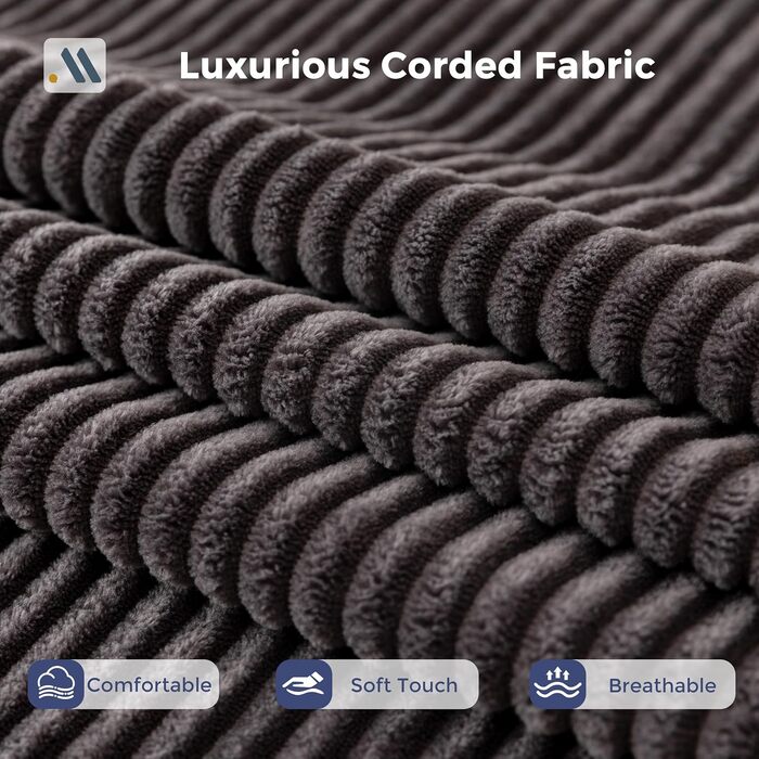 Кутовий диван MAXYOYO з вельвету з підсклянником, модульний диван, що трансформується в L-подібний та двоспальний диван, 3-місний диван без кісток для вітальні, не потребує складання, сірий, L-подібний