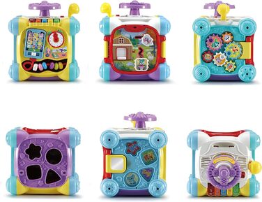 Інтерактивний ігровий куб з музикою, фігурами та рухомими елементами - для дітей 12-36 місяців, чорний