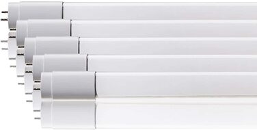 Світлодіодна трубка 120 см, нейтрально-біла (4000 K), 1850 люмен, T8, G13-18W (замінює 36W), включаючи стартер, люмінесцентну лампу LED-TUBE з неоновою трубкою, 5 шт.