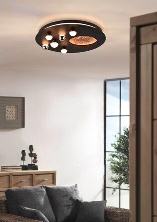 Стельовий LED-світильник Trio Leuchten Zodiac 644810132, матовий чорний метал, 42 Вт, з перемикачем диммера (Чорний матовий/Кава)