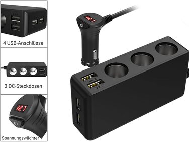 В 1) Розподільник прикурювача автомобільний адаптер 12В 120 Вт автомобільний зарядний пристрій 3 розетки 24В з декількома розгалуж