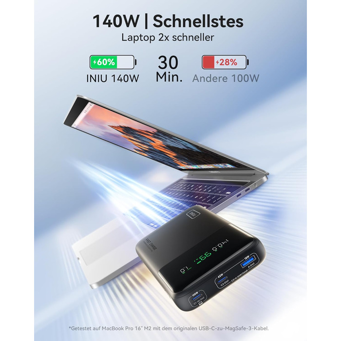 Невеликий, але потужний вхід і вихід USB C для телефону та ноутбука, зовнішній акумулятор для мобільного телефону для MacBook Pro