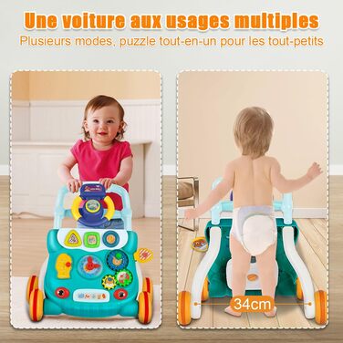 Ходунки для дітей Homewell Baby Walkers, допоміжні засоби для ходьби зі світлом, музикою та дошкою для активності, розвиваючі ходунки із захистом від перекидання, для дітей 624 місяців (зелені)