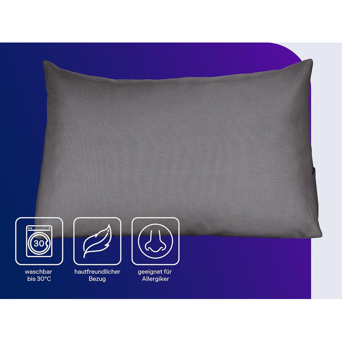 Затишна подушка для спини Traumnacht, подушка для читання, 70 x 40 см темно-сірого кольору, знімна, чохол, який можна прати, виготовлений зі 100 поліестеру, практична бічна кишеня, сертифікована Oeko-Tex, виготовлена за німецькими стандартами якості. Темн