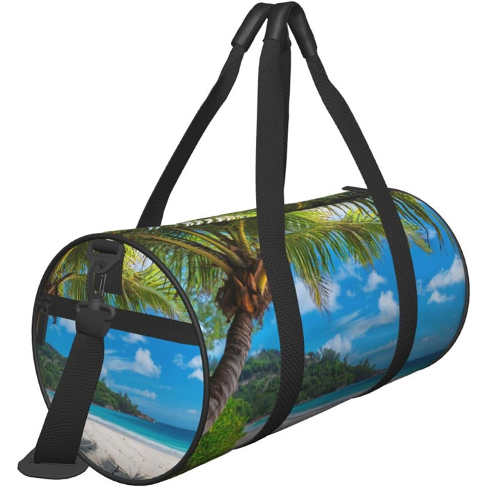 Спортивна сумка, дорожня сумка, пляжна сумка з принтом пальм та кокосів, сумка для ночівлі, чорна, універсальний розмір, сумка для подорожей