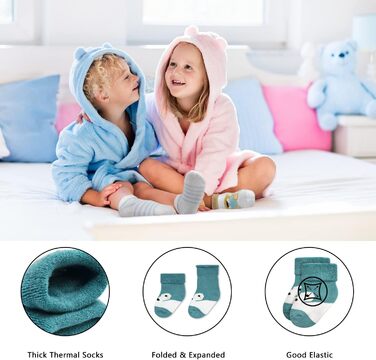 Унісекс дитячі шкарпетки з бавовняної махрової тканини, 10 пар, шкарпетки для новонароджених хлопчиків та дівчаток від 0 до 6 місяців, 1-3 роки, товсті зимові шкарпетки для малюків від 0 до 6 місяців, сині