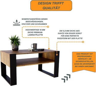 Журнальний столик для вітальні з високоякісної деревини, сучасний журнальний столик з додатковим місцем для зберігання речей, журнальний столик для вітальні, ретро чорний колір