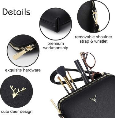 Сумочка жіноча невелика сумка через плече жіноча сумка зі шкіри PU для мобільного телефону з ремінцем на зап'ясті та регульованим