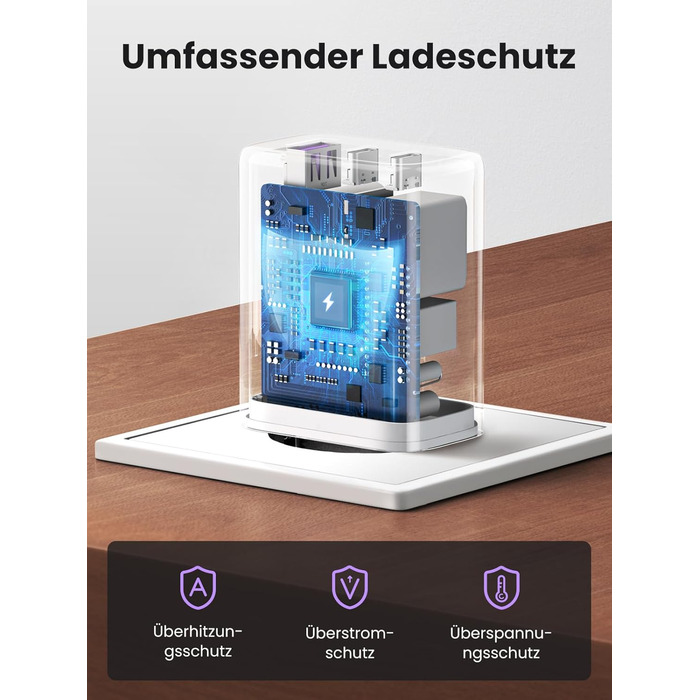 Зарядний пристрій USB C 65 Вт з 3 портами USB-C Блок живлення PPS Fast Charger PD Charger 60 Вт сумісний з MacBook Pro/Air, iPad P