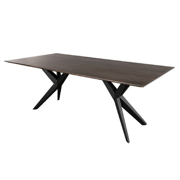 Обідній стіл з масиву дерева Swiss Edge 08 виготовлений з акації - сірий, лакований ніжки матово-чорного кольору 140x90 см обідній стіл з масиву дерева, 24.DE