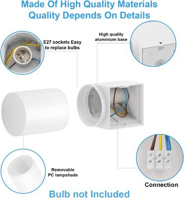 Зовнішні настінні світильники E27 розетка зовнішнє освітлення, настінні світильники зовнішнє/внутрішнє, зовнішнє світло IP65, алюм