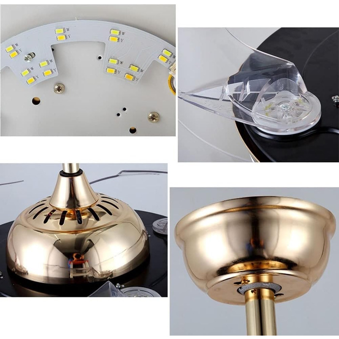 Тихий вентилятор лампа кришталевий стельовий вентилятор зі світлодіодним світлом висувні лопаті вентилятор люстра стельовий вентил