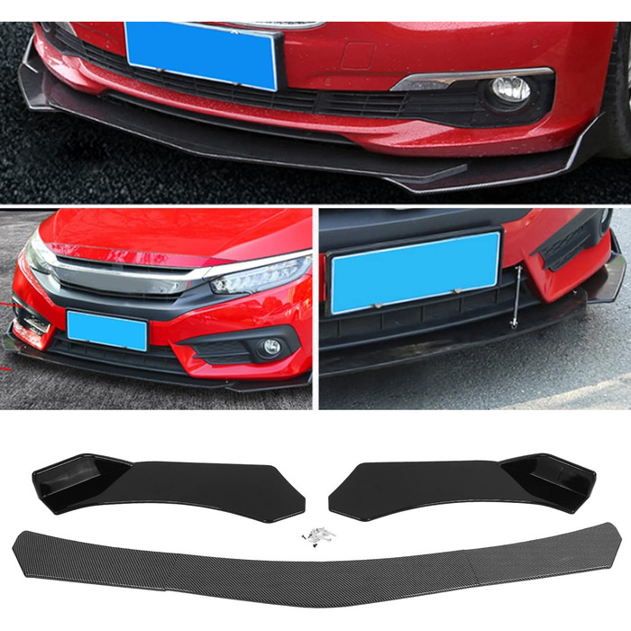 Передній бампер Lip Body Kit Універсальний розгалужувач губ Спойлер Дифузор Canard Protector для автомобіля, 5 шт.