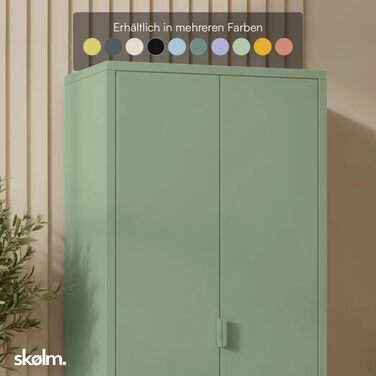 Металева шафа skølm Ituri, м&39ятно-зелена Шафа з 6 полицями та 2 рейками для одягу Шафа для передпокою, ширина 80 см Шафа для спальні в індустріальному стилі Сталева шафа для вітальні та офісу, м&39ятно-зелена, без шухляд