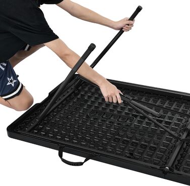 Розкладний стіл Storeo Basics, прямокутний, з ручкою для перенесення, для використання в приміщенні та на вулиці, портативний, легкий, дорожній стіл, для пікніка, кемпінгу, чорний, 182 x 75 x 73 см (183 см) чорного кольору