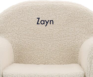 Дитяче крісло &quotВаш сюрприз&quot з іменем - Персоналізоване дитяче крісло з іменем або текстом, виготовлене з бавовни для хлопчиків та дівчаток віком від 1 до 4 років (Білий - Тедді)