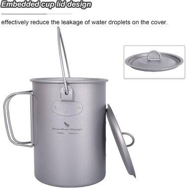 Безмежна подорож Титанова підвісна чашка 900 мл зі складною ручкою Відкритий кемпінг Туристичний горщик для приготування їжі Ультр