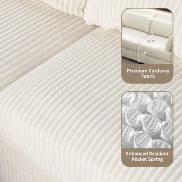 Місний диван, модульний вельветовий диван, м&39який диван, модульні дивани, вітальня, 2-місні дивани з подушками, низькі дивани, ліжка, крісла для відпочинку (бежевий, 2-місний) Бежевий 2-місний, 2-