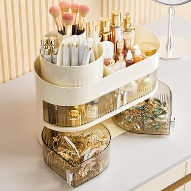 Органайзер для макіяжу, органайзер для косметики з шухлядами, зберігання косметики для догляду за шкірою, краси, ванної кімнати, туалетного столика, спальні, туалетного столика, шухляди з подвійними дверцятами