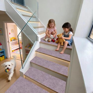 Килимок для сходів 30 x 40 см, приємний на дотик м&39який ворс, самоклеючий та протиковзкий, можна різати, багаторазовий, 5 самоклеючих килимків для сходів, протиковзкий захист сходів для дітей та людей похилого віку, A