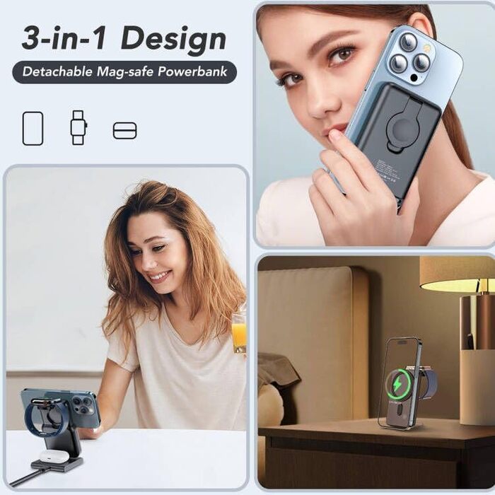 Бездротовий зарядний пристрій 3-в-1 (чорний)