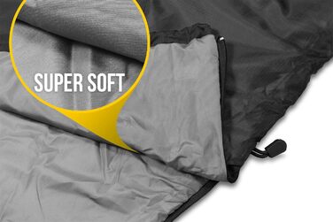 Ультралегкий спальний мішок normani Runty КОМПАКТНИЙ РОЗМІР Наповнювач з 3D мікрофібри Microtech, водонепроникний літній спальний мішок темно-чорний 210 см x 75 см x 60 см (лівий)